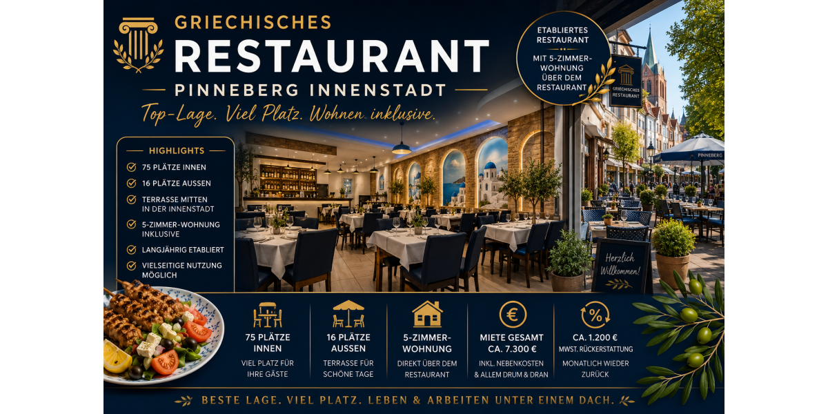 Restaurant in Top-Lage von Pinneberg inkl. 5 Zi Wohnung! - Gewerbeobjekt Pinneberg | Angebot:26878745