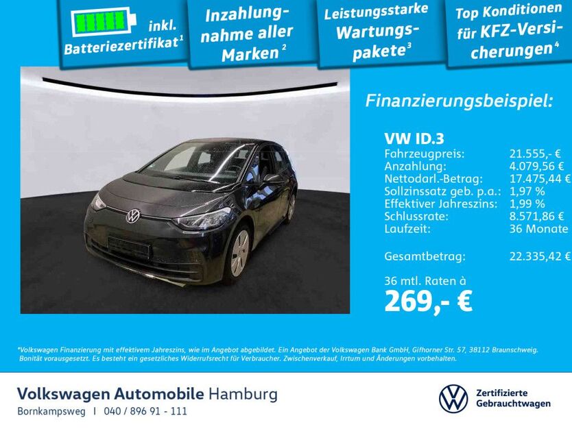 VW ID.3 46.413 km 21.555 € Hamburg 22761