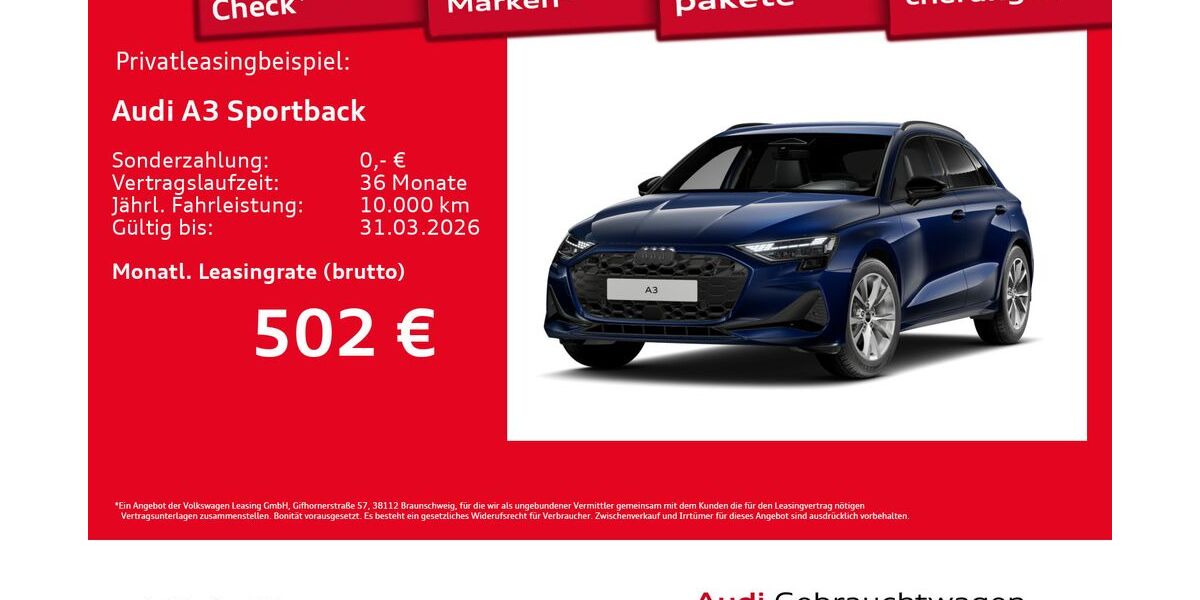 Audi A3 1.890 km 37.950 &euro; Hamburg 20537