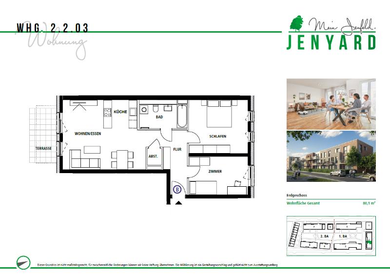 Erdgeschoßwohnung Hamburg Wandsbek - 3 Zimmer, 80 m&sup2;, 1.257&euro; | Angebot:26256277