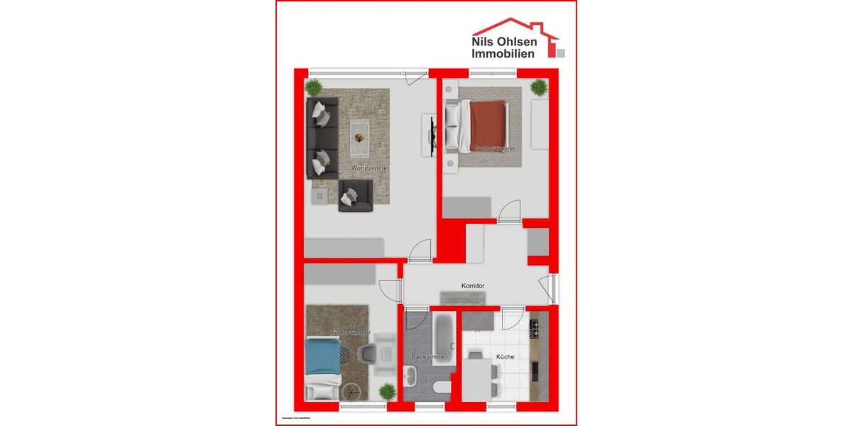 Etagenwohnung Norderstedt Harksheide - 3 Zimmer, 83 m&sup2;, 1.230&euro; | Angebot:25700601