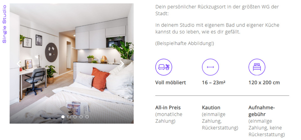 Wohnung, Studio (Lease - minimum 6 months, sublease - 1 month) 1 zimmer