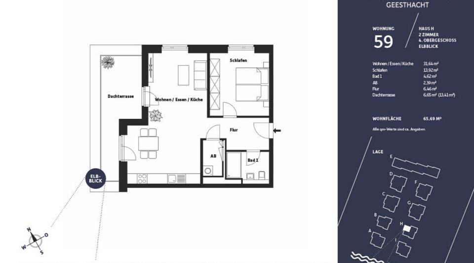 Etagenwohnung Geesthacht - 2 Zimmer, 66 m&sup2;, 1.100&euro; | Angebot:26490667