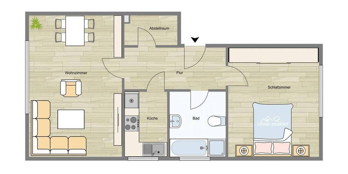Etagenwohnung Hamburg Farmsen-Berne - 2 Zimmer, 55 m&sup2;, 990&euro; | Angebot:26751814