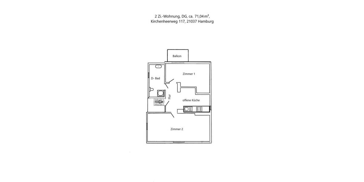 Etagenwohnung Hamburg Kirchwerder - 2 Zimmer, 71 m&sup2;, 900&euro; | Angebot:26389515