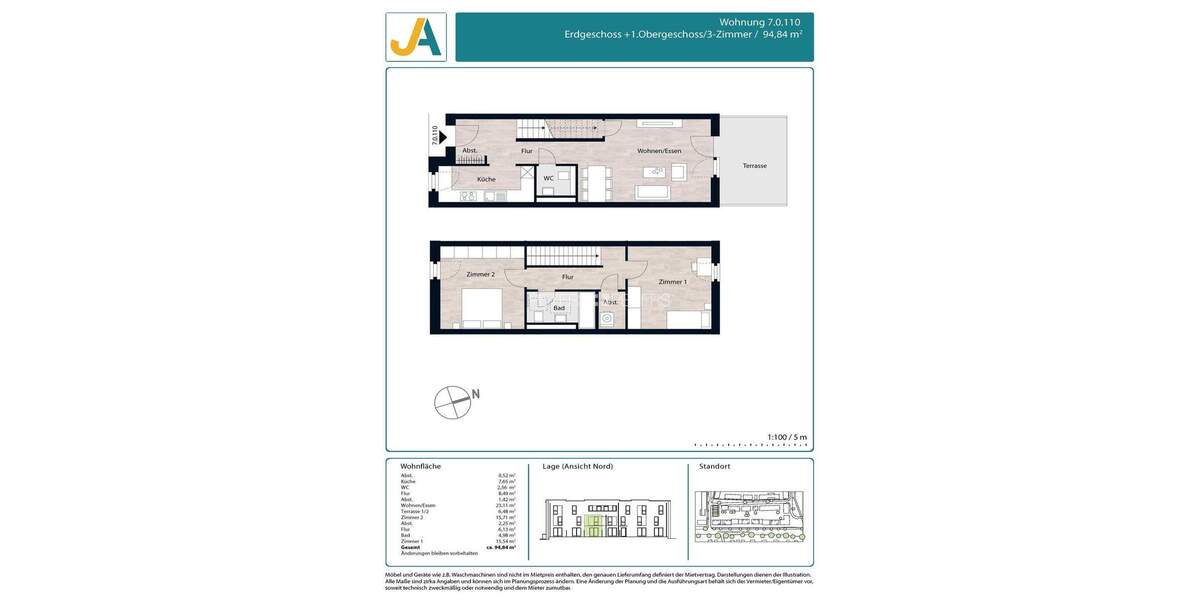 Etagenwohnung Hamburg Jenfeld - 3 Zimmer, 94 m&sup2;, 1.469&euro; | Angebot:25701308
