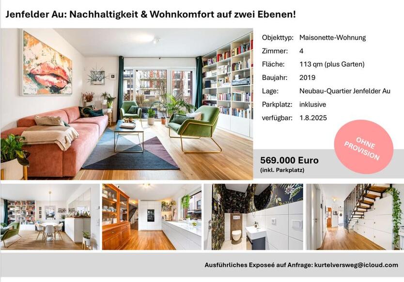 Maisonette-Wohnung auf zwei Ebenen mit Garten und Garage