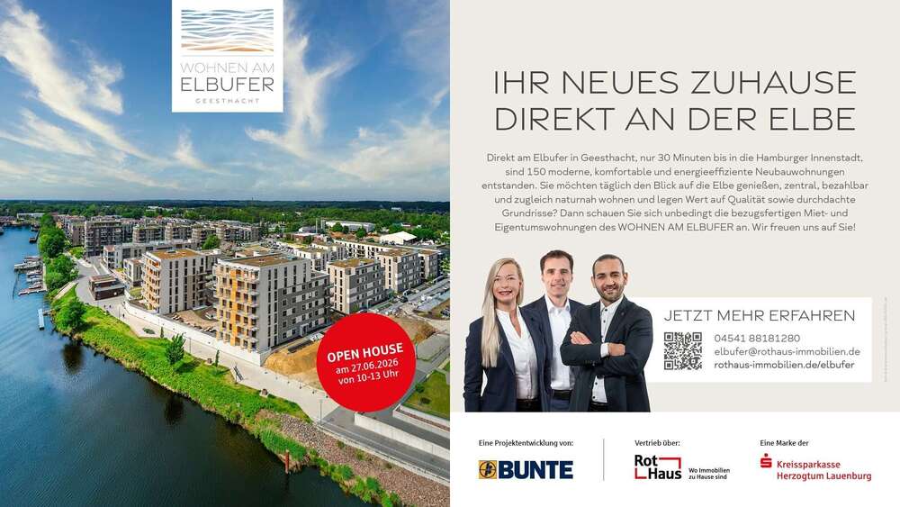 Etagenwohnung Geesthacht - 2 Zimmer, 63 m&sup2;, 317.000&euro; | Angebot:26161039