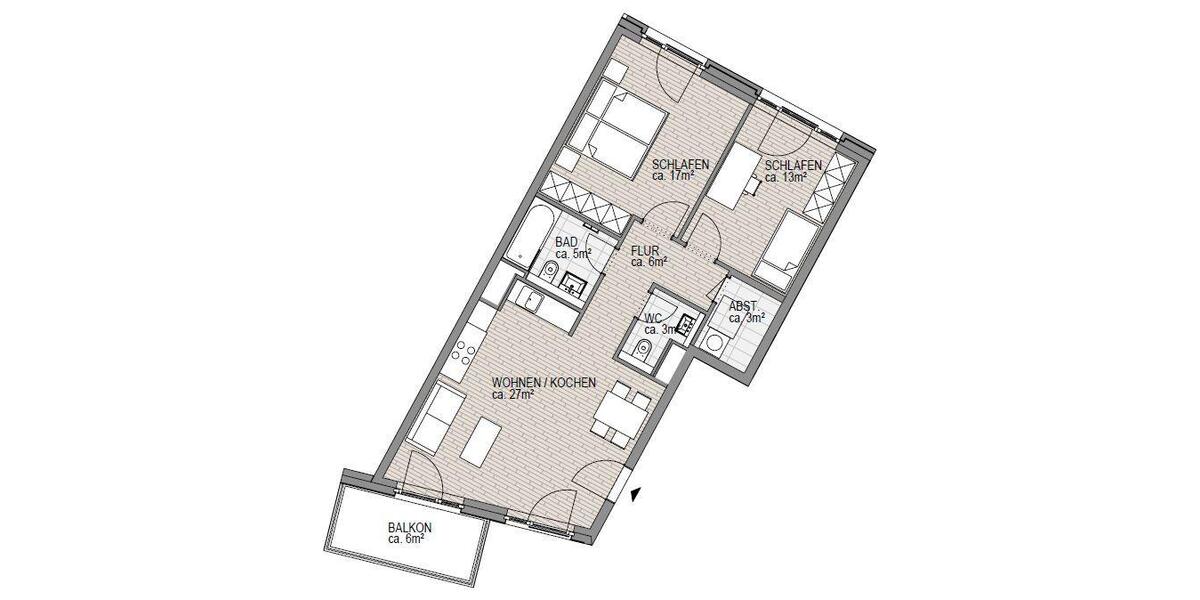 Etagenwohnung Hamburg Bahrenfeld - 3 Zimmer, 76 m&sup2;, 1.821&euro; | Angebot:25903401