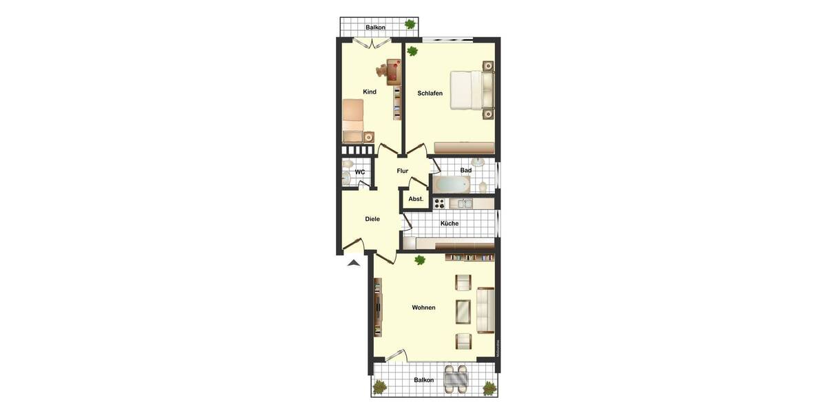 Etagenwohnung Norderstedt Garstedt - 3 Zimmer, 83 m&sup2;, 295.000&euro; | Angebot:26858716