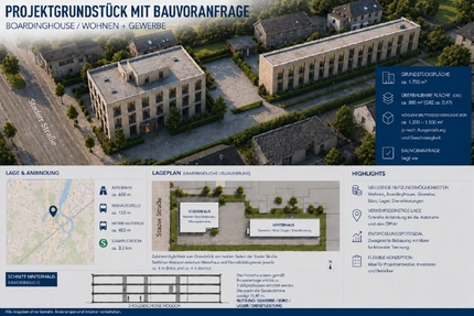 Projektgrundstück mit Bauvoranfrage – BoardinghouseWohnen + Gewerbe Bestand mit Mieteinnahmen - Grundstück Hamburg Harburg | Angebot:26349369
