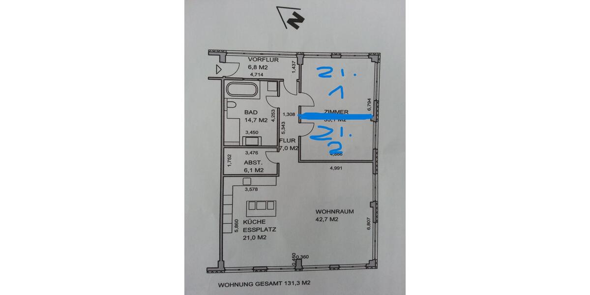 Etagenwohnung Oststeinbek - 3 Zimmer, 130 m&sup2;, 1.550&euro; | Angebot:25219621