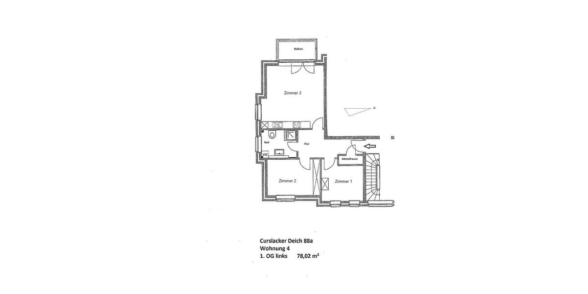 Etagenwohnung Hamburg Curslack - 3 Zimmer, 78 m&sup2;, 1.280&euro; | Angebot:26499101