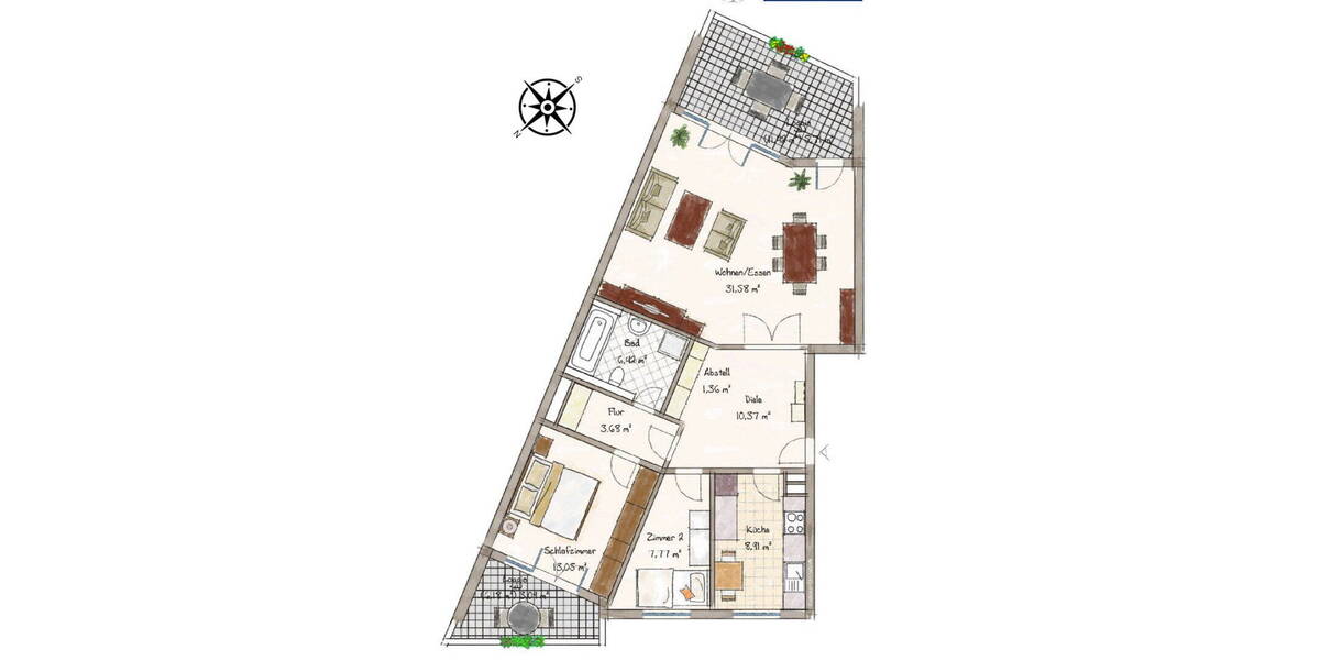 Etagenwohnung Hamburg Altona-Nord - 2 Zimmer, 92 m&sup2;, 689.000&euro; | Angebot:26228706