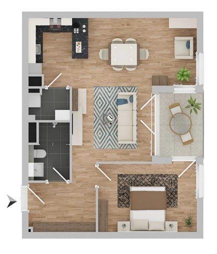 Etagenwohnung Hamburg Alsterdorf - 2 Zimmer, 65 m&sup2;, 1.420&euro; | Angebot:26291422