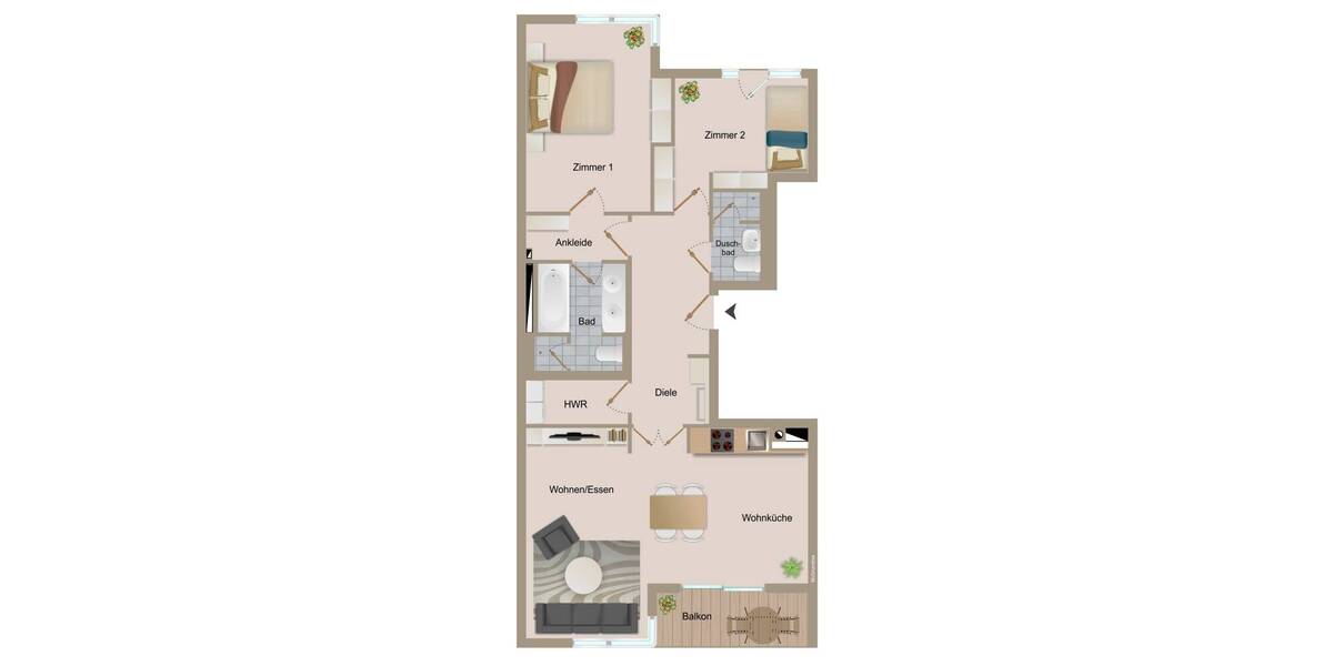 Etagenwohnung Hamburg HafenCity - 3 Zimmer, 107 m&sup2;, 2.195&euro; | Angebot:26391903