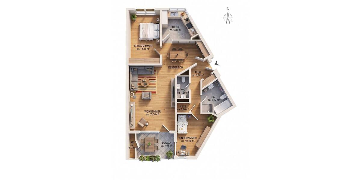 Etagenwohnung Hamburg / Bergedorf Lohbrügge - 3 Zimmer, 87 m&sup2;, 332.000&euro; | Angebot:26858999