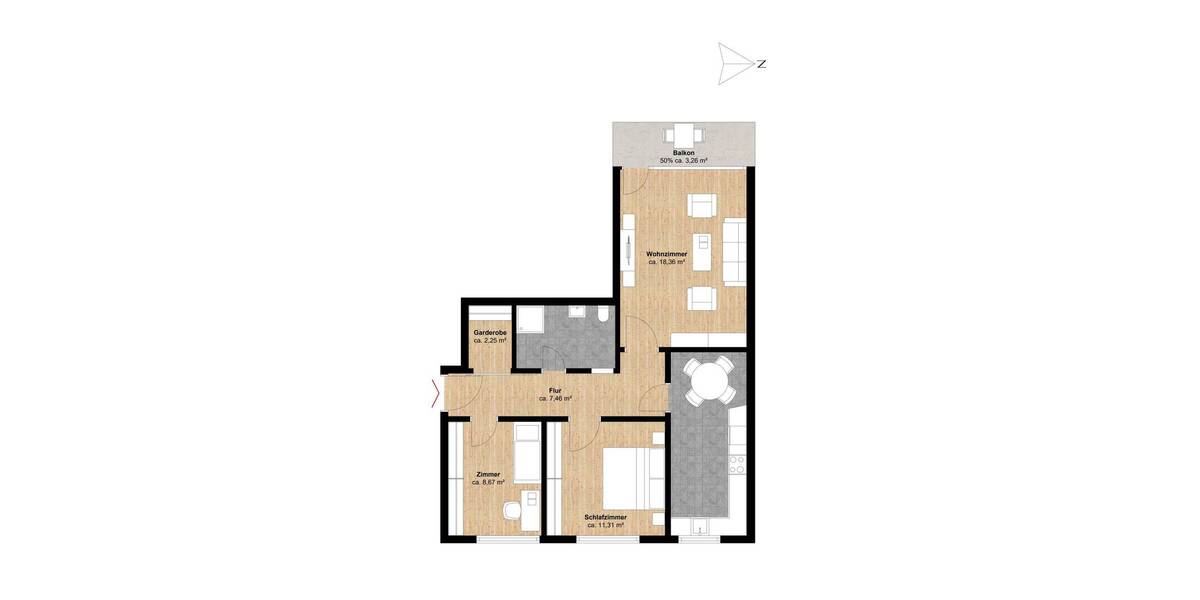 Etagenwohnung Hamburg Volksdorf - 2 Zimmer, 67 m&sup2;, 815&euro; | Angebot:26674051