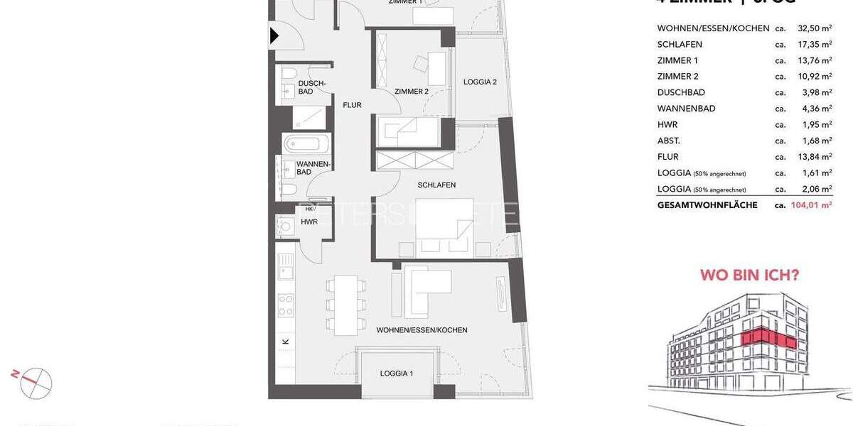 Etagenwohnung Hamburg Altona-Altstadt - 4 Zimmer, 104 m&sup2;, 859.900&euro; | Angebot:25777576