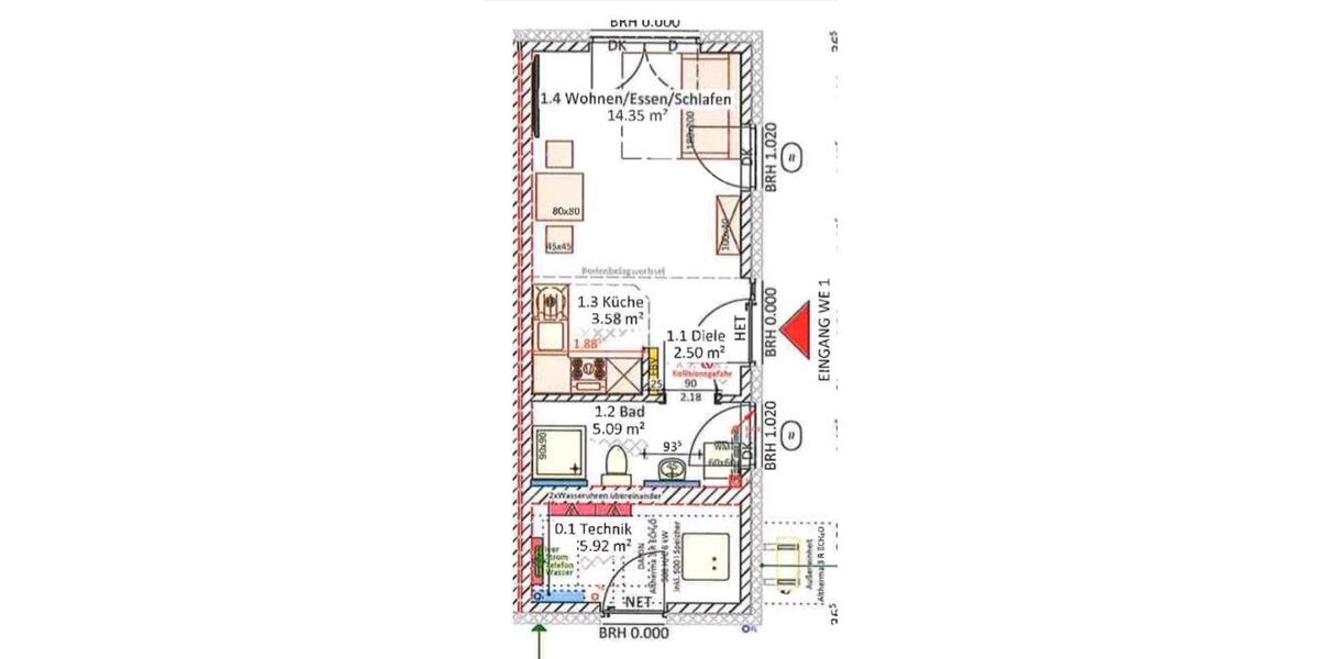 Erdgeschoßwohnung Hamburg Wandsbek - 1 Zimmer, 20 m&sup2;, 1.000&euro; | Angebot:26286128