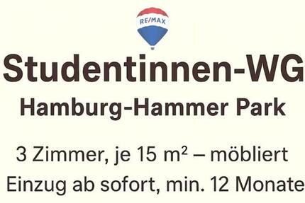 Möbliertes Zimmer in moderner Studentinnen-WG am Hammer Park – Erstbezug nach Sanierung 1 zimmer