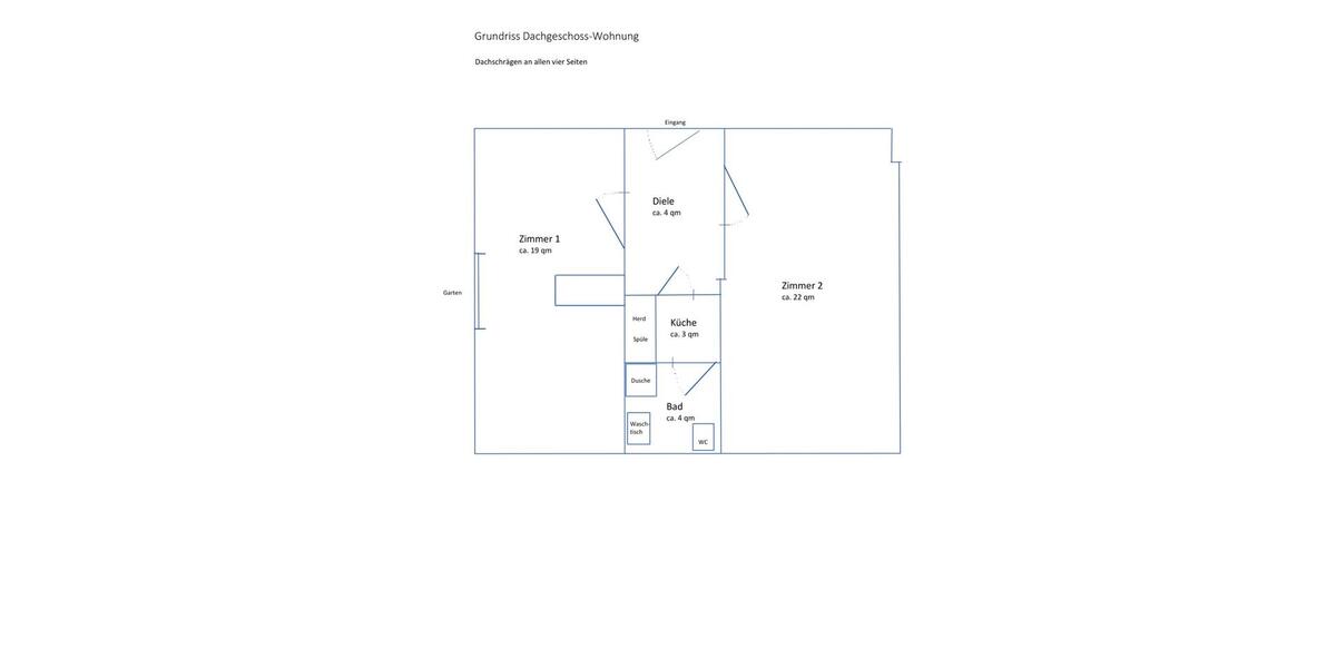 Dachgeschoßwohnung Hamburg Wandsbek - 2 Zimmer, 52 m&sup2;, 1.250&euro; | Angebot:26287051