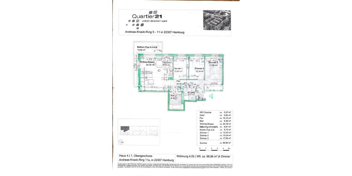 Etagenwohnung Hamburg Barmbek-Nord - 4 Zimmer, 99 m&sup2;, 1.540&euro; | Angebot:25387175
