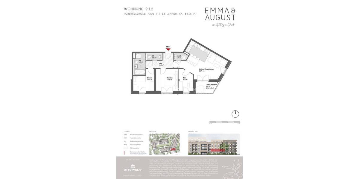 Etagenwohnung Hamburg Groß Borstel - 3 Zimmer, 89 m&sup2;, 2.199&euro; | Angebot:26596673