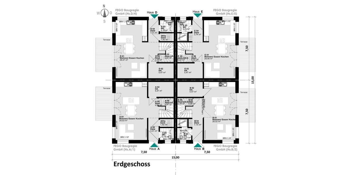 Niendorf . Toplage im Ohmoor . Exklusives 6 Zimmer - Stadthaus KfW55 (A+) mit Wärmepumpe 6 zimmer
