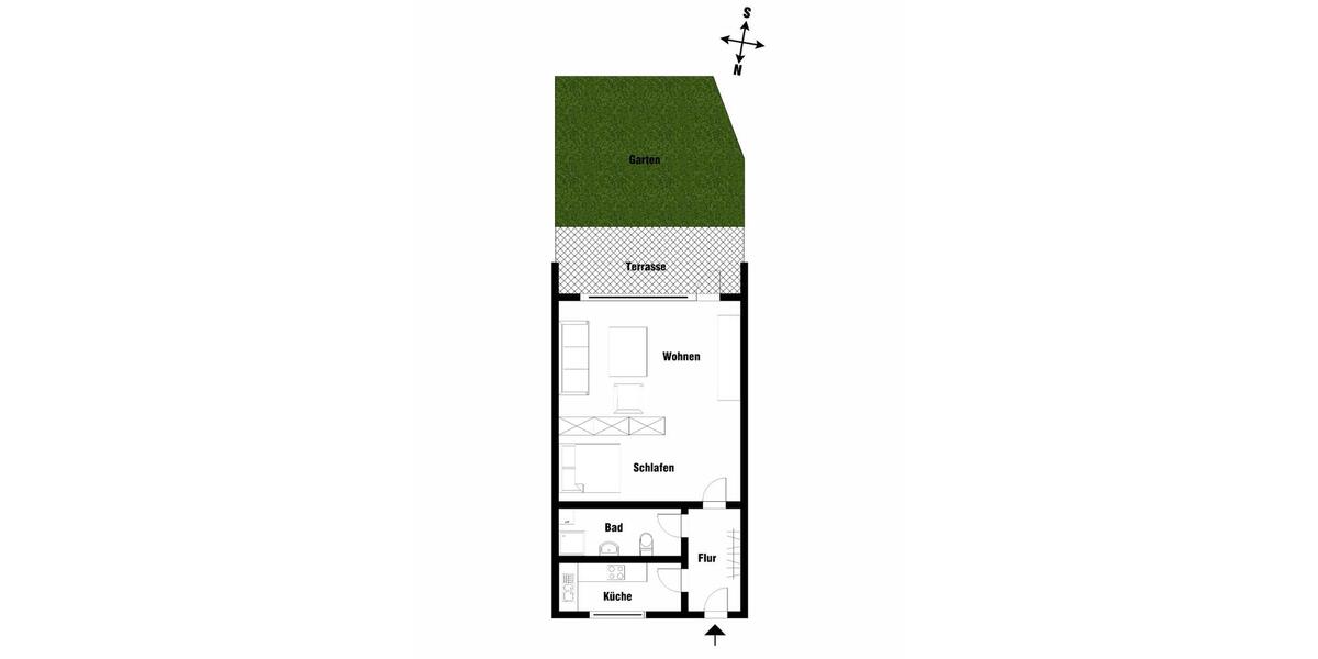 Terrassenwohnung Hamburg Horn - 1 Zimmer, 40 m&sup2;, 205.000&euro; | Angebot:26894421