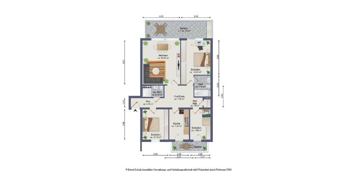 Etagenwohnung Schenefeld - 4 Zimmer, 87 m&sup2;, 299.000&euro; | Angebot:25706068