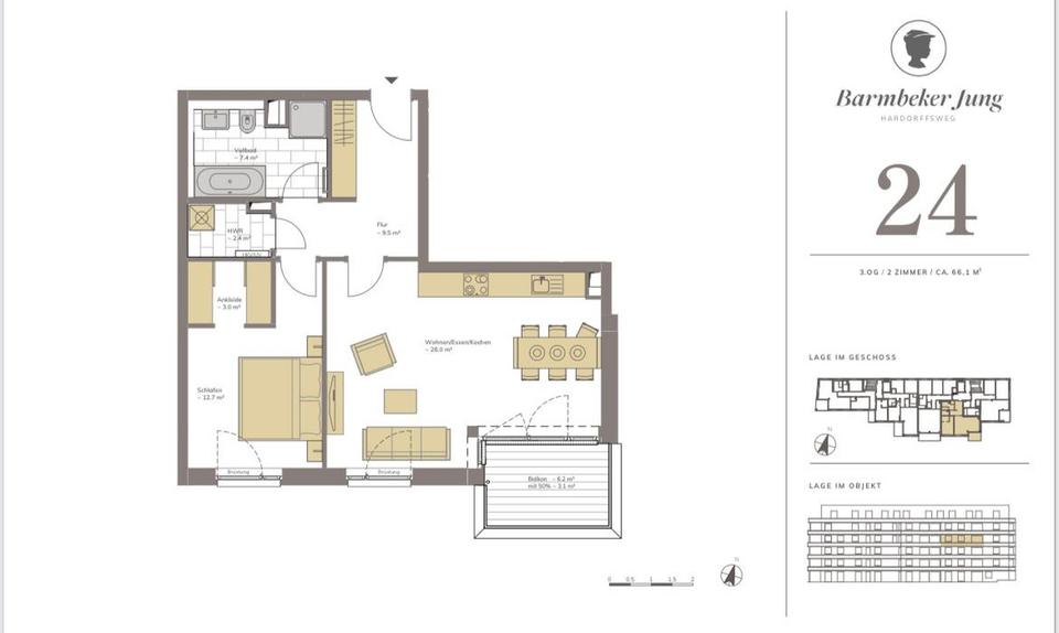 Etagenwohnung Hamburg Barmbek-Nord - 2 Zimmer, 66 m&sup2;, 1.682&euro; | Angebot:26475915