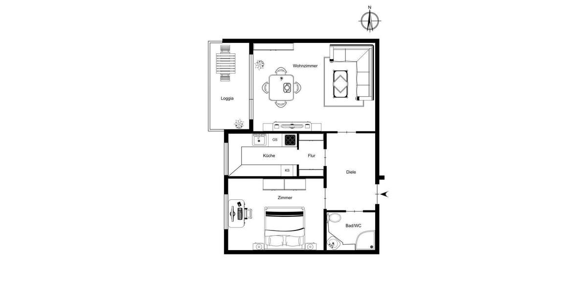 Etagenwohnung Reinbek - 2 Zimmer, 58 m&sup2;, 700&euro; | Angebot:25728841