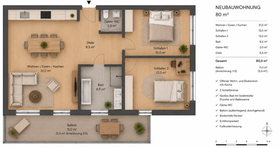 Etagenwohnung Hamburg Altona - 2 Zimmer, 80 m&sup2;, 640.000&euro; | Angebot:26611592