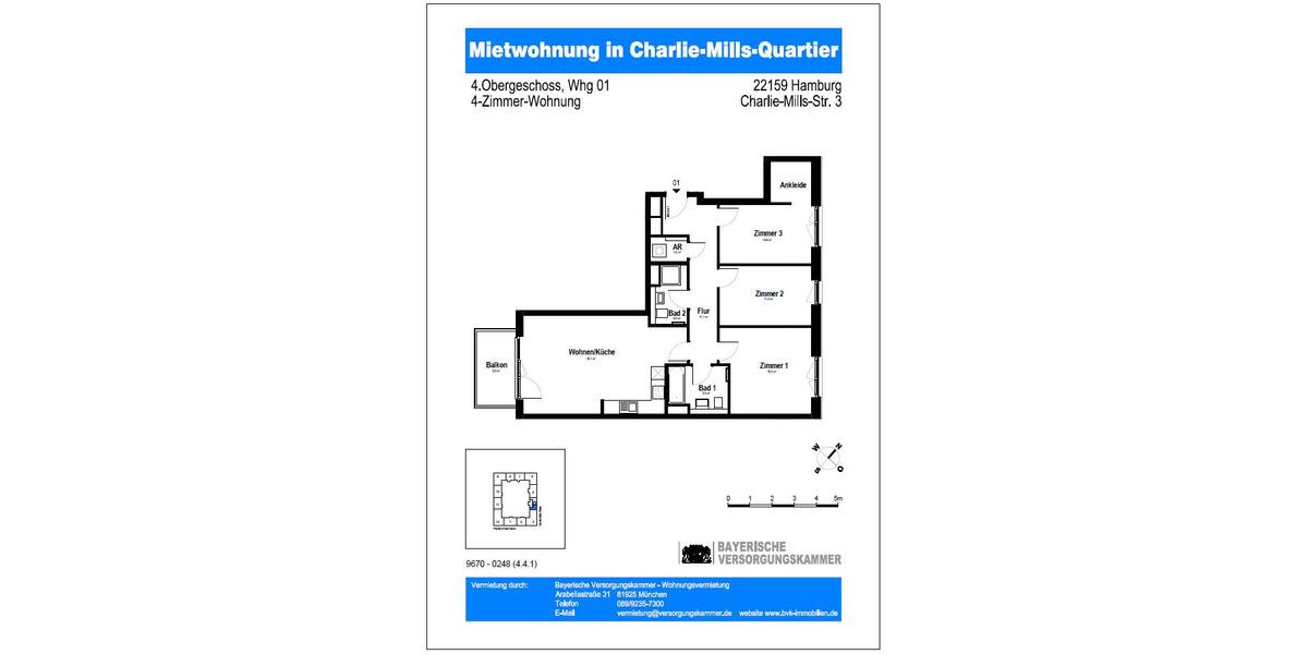 Etagenwohnung Hamburg Wandsbek - 4 Zimmer, 98 m&sup2;, 1.573&euro; | Angebot:26458297