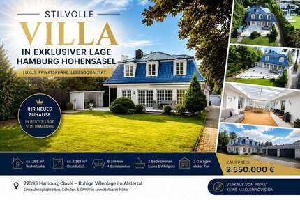 Haus Hamburg Sasel Sasel - 6 Zimmer, 268 m&sup2;, 2.495.000&euro; | Angebot:27116219