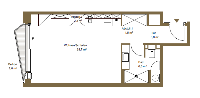Etagenwohnung Hamburg Hamburg-Mitte - 1 Zimmer, 46 m&sup2;, 1.390&euro; | Angebot:26180835