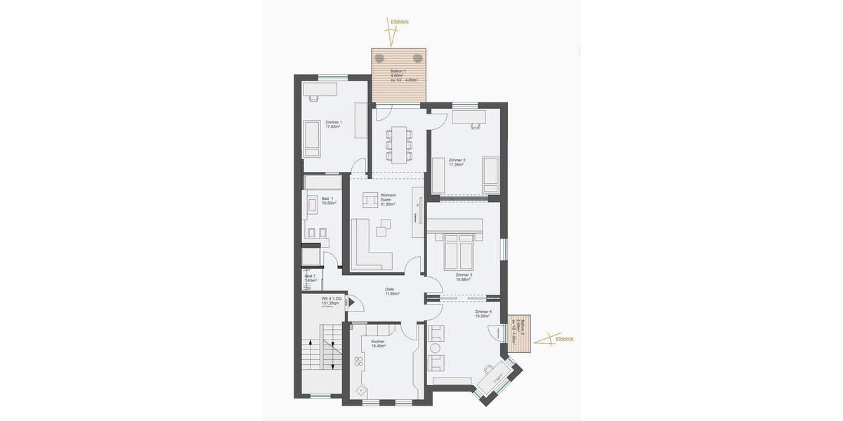 Etagenwohnung Hamburg Blankenese - 5 Zimmer, 151 m&sup2;, 1.765.000&euro; | Angebot:25751246