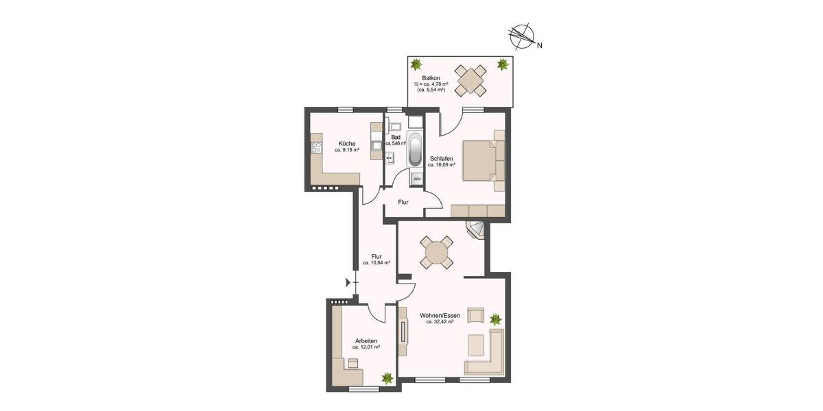 Etagenwohnung Hamburg Marienthal - 3 Zimmer, 91 m&sup2;, 1.145&euro; | Angebot:26929098