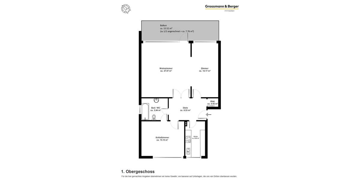 Etagenwohnung Hamburg Blankenese - 3 Zimmer, 84 m&sup2;, 295.000&euro; | Angebot:26627182