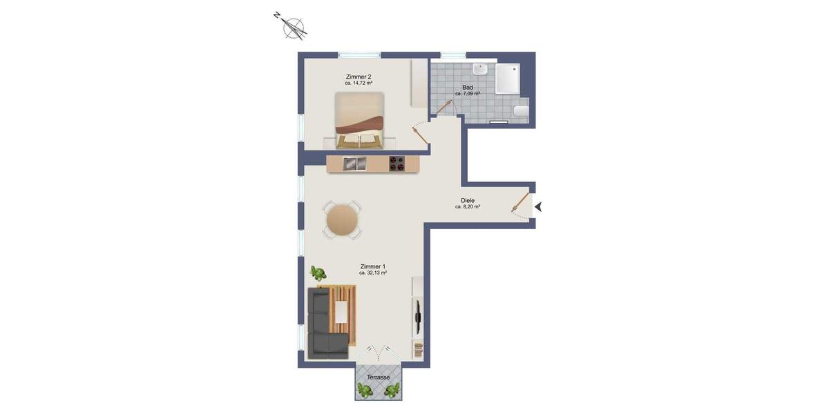 Etagenwohnung Hamburg / Rahlstedt Rahlstedt - 2 Zimmer, 64 m&sup2;, 398.000&euro; | Angebot:25729936