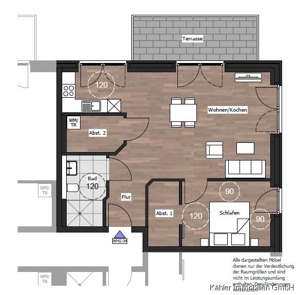 Erdgeschoßwohnung Bönningstedt - 2 Zimmer, 75 m&sup2;, 1.854&euro; | Angebot:26193653