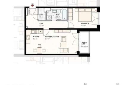 Wohnung zum Mieten in Hamburg 1.119,72 € 62 m²