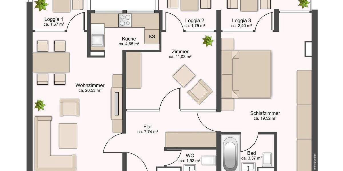Etagenwohnung Hamburg Niendorf - 3 Zimmer, 76 m&sup2;, 299.000&euro; | Angebot:26190731