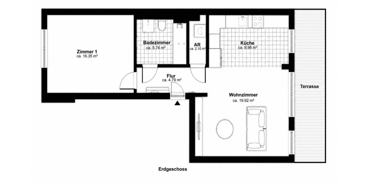 Terrassenwohnung Hamburg Winterhude - 2 Zimmer, 78 m&sup2;, 550.000&euro; | Angebot:26833775