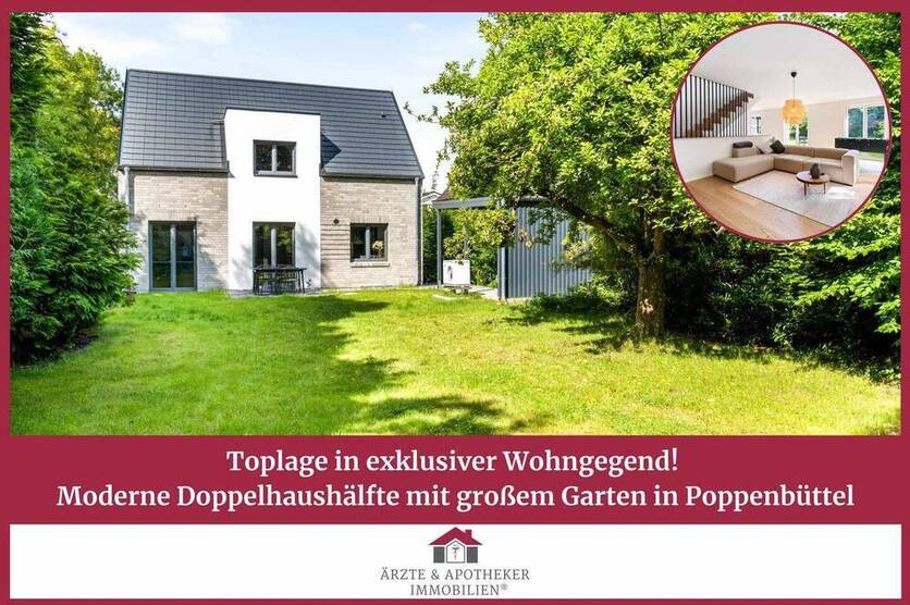 Toplage in exklusiver Wohngegend! Moderne Doppelhaushälfte mit großem Garten in Poppenbüttel