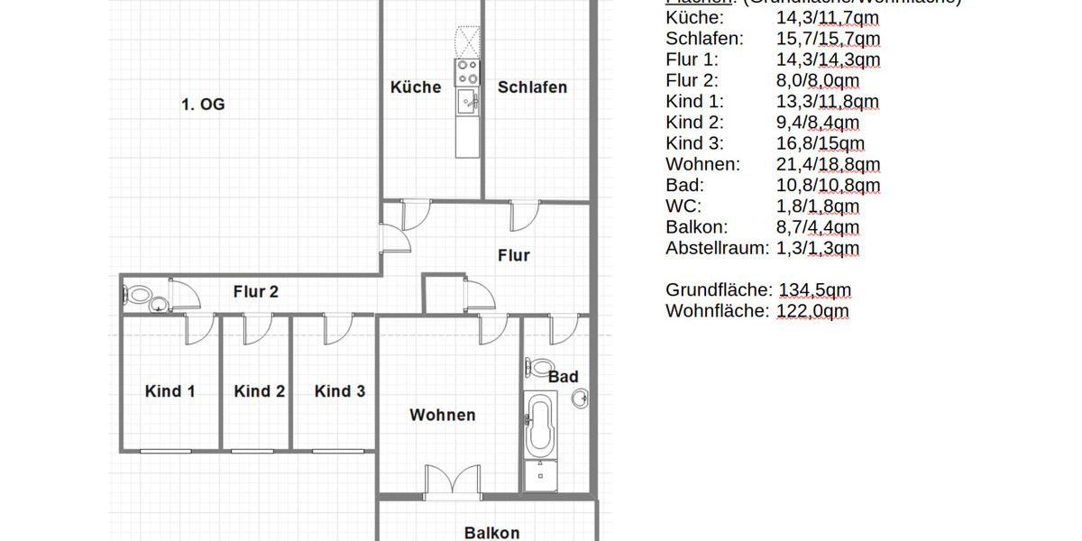 Etagenwohnung Hollenstedt - 5 Zimmer, 135 m&sup2;, 1.220&euro; | Angebot:25047518