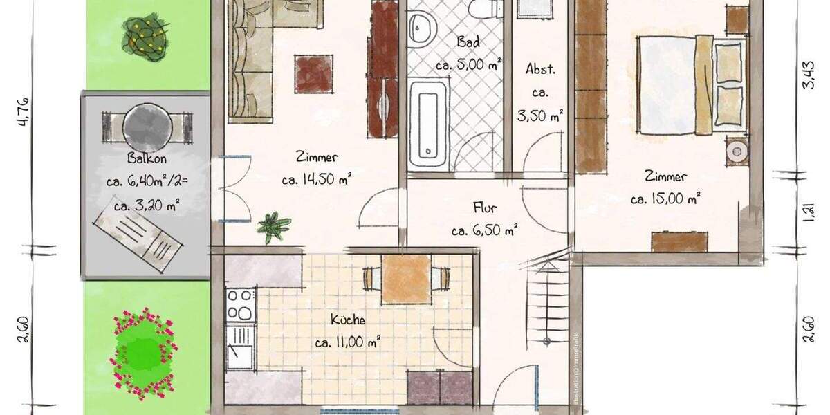 Etagenwohnung Hamburg Francop - 3 Zimmer, 82 m&sup2;, 905&euro; | Angebot:26331595