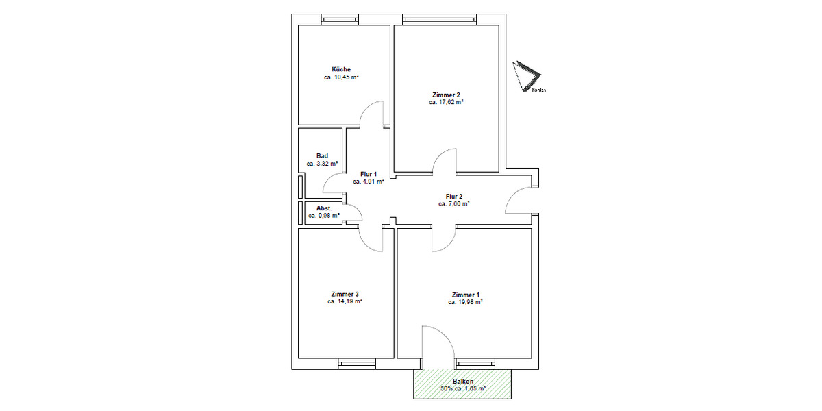 Etagenwohnung Hamburg Altona-Nord - 3 Zimmer, 80 m&sup2;, 499.530&euro; | Angebot:26308795