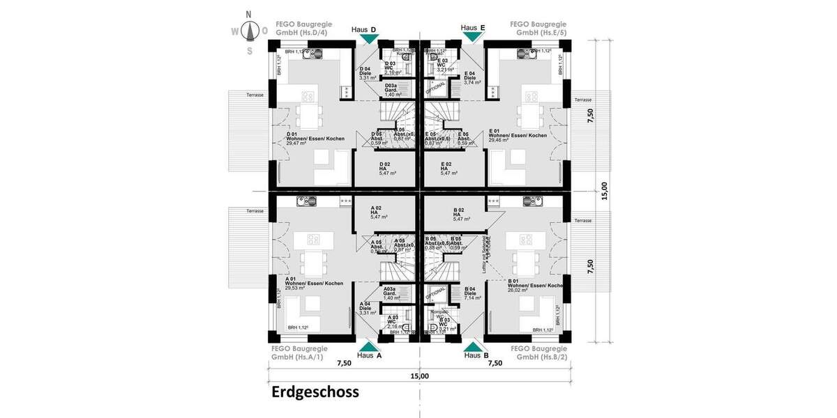 Niendorf . Toplage im Ohmoor . Exklusives 6 Zimmer - Stadthaus KfW55 (A+) mit Wärmepumpe 6 zimmer